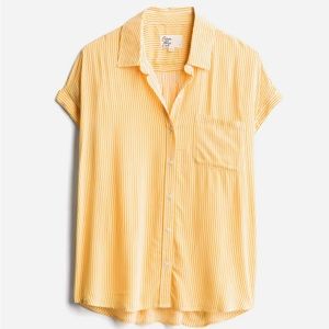Women’s Medium short sleeve button up with yellow and white stripes